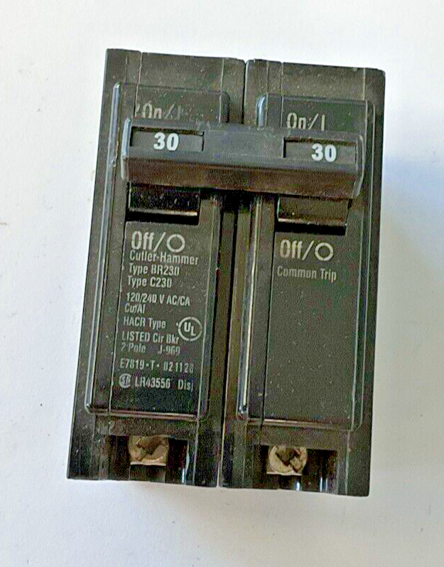 CUTLER HAMMER BR230 CIRCUIT BREAKER 30A 2POLE 120/240VAC HACR