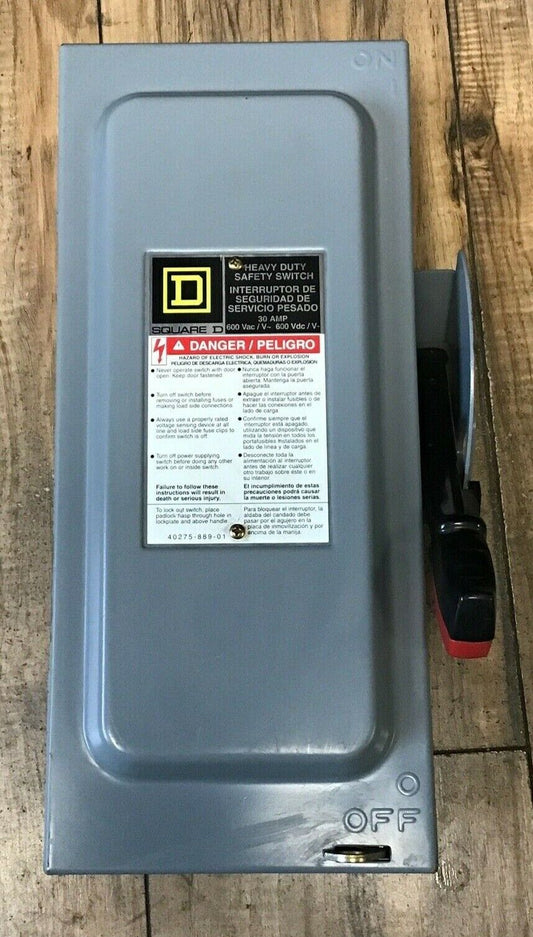 SQUARE D HU361 SAFETY SWITCH SER.F1 30A  NON FUSIBLE TYPE1 600VAC/VDC 30HP
