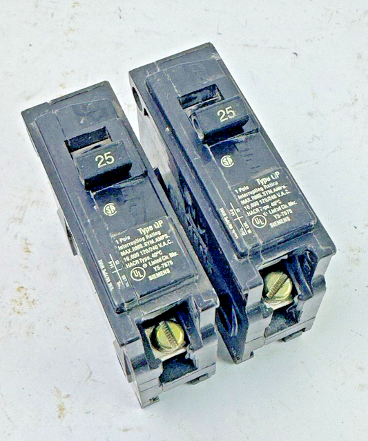 SIEMENS **LOT OF 2** - Q125 - CIRCUIT BREAKERS  - 25A, 1  POLE, 240 VAC