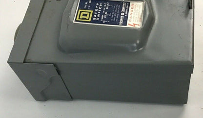 SQUARE D D-211-NRB SAFETY SWITCH 30AMP 120/240VAC 3PH 3HP MAX. SER.E1 RAINPROOF