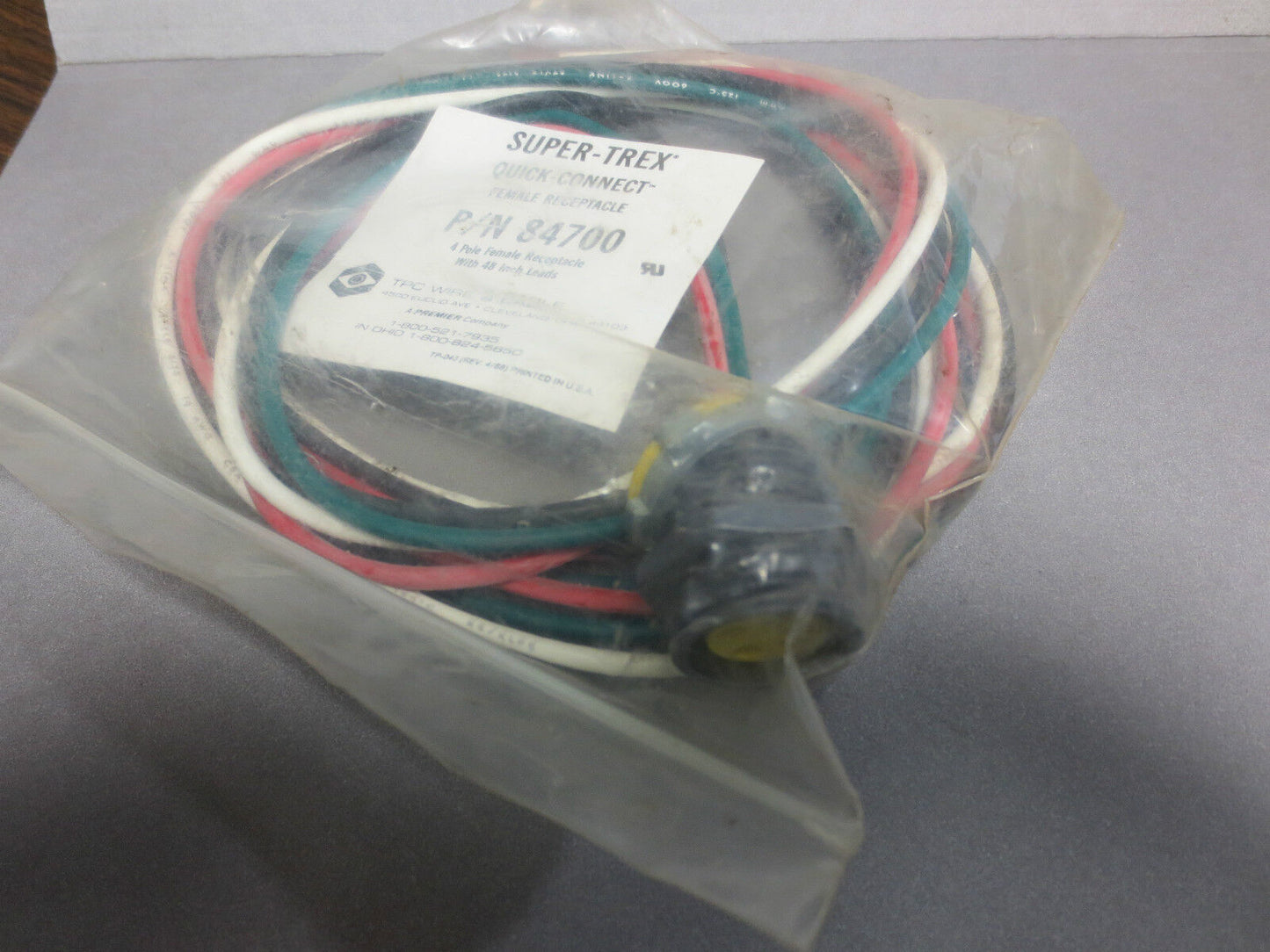 TPC 84700 SUPER-TREX QUICK-CONNECT FEMALE RECEPTACLE 4-POLE w/ 48" LEADS - NEW