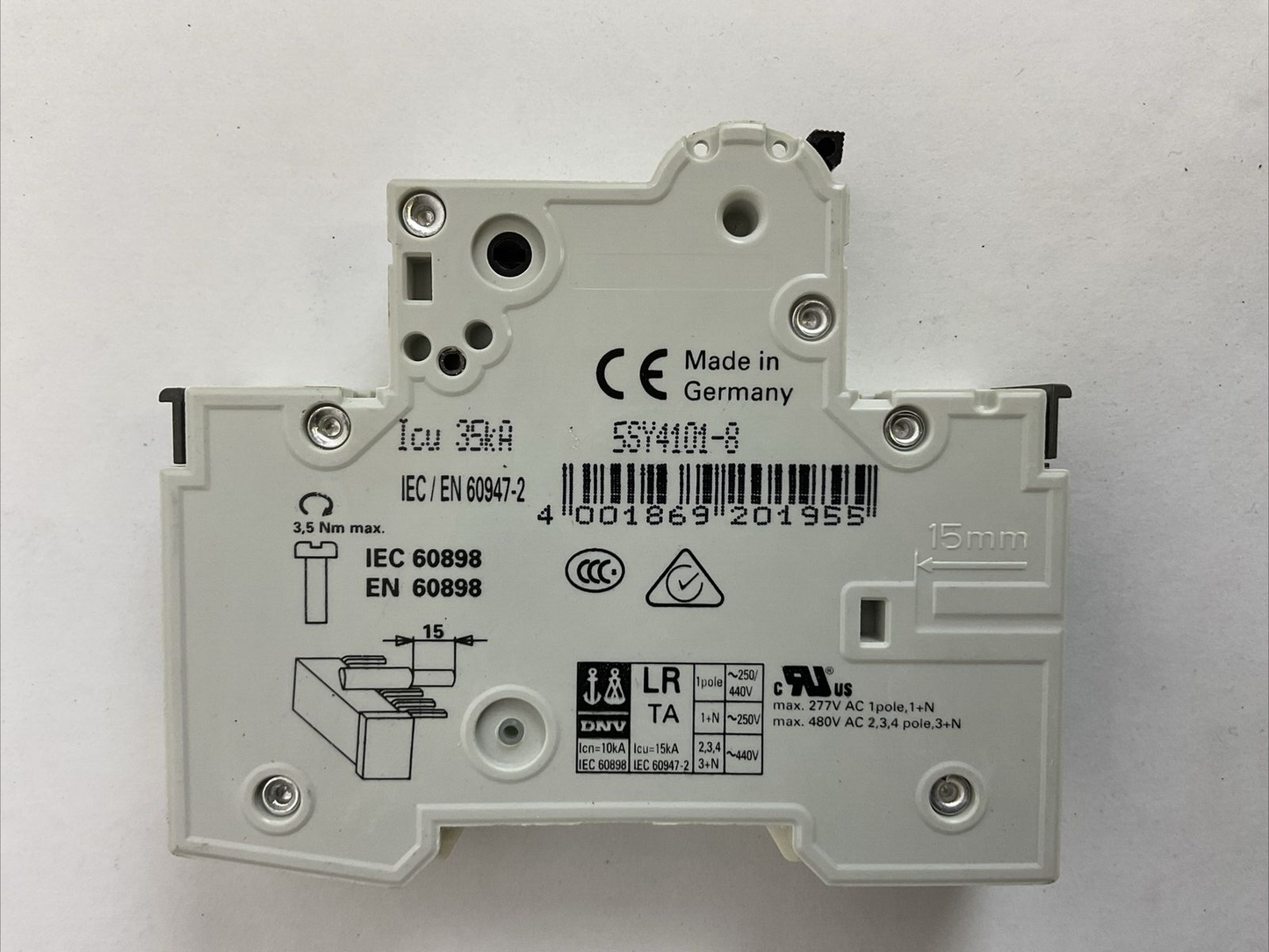 SIEMENS 5SY4101-8 CIRCUIT BREAKER 230/400VAC