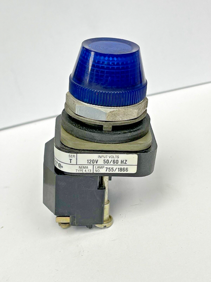 ALLEN BRADLEY - 800T-P16 -SER T-PILOT LIGHT-BLUE, 120V AC 50/60 Hz, 755/1866 LAM