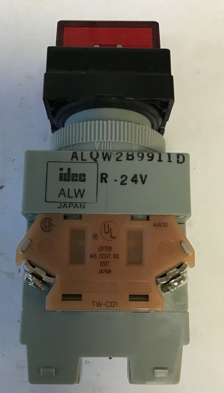 IDEC PUSH BUTTON ALQW2B9911N-R-24V 100-600VDC 120-600VAC