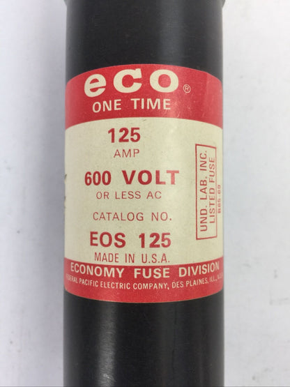 ECONOMY EOS125 ECO ONE TIME FUSE 125AMP 600VAC