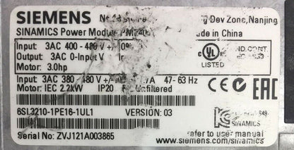 SIEMENS 6SL3210-1PE16-1UL1 POWER MODULE 6SL3244-0BB12-1PA1 SINAMICS BOP-2