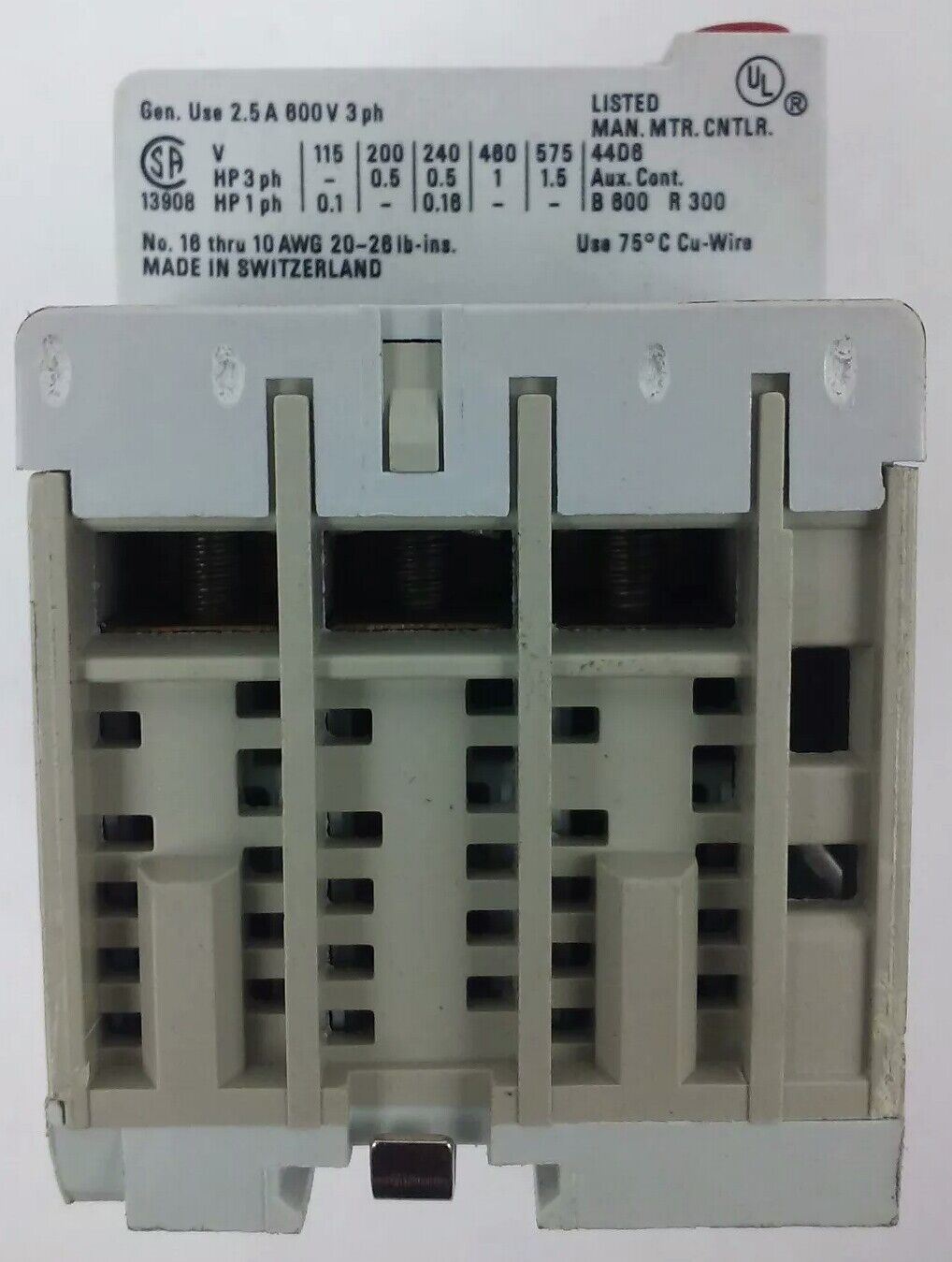 ALLEN BRADLEY 140-MN-0160, MANUEL MOTOR STARTER/ CIRCUIT BREAKER, 3PH, 600V,2.5A
