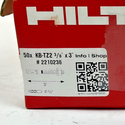 HILTI KB-TZ2 3/8” X 3” EXPANSION ANCHORS ***BOXOF50***