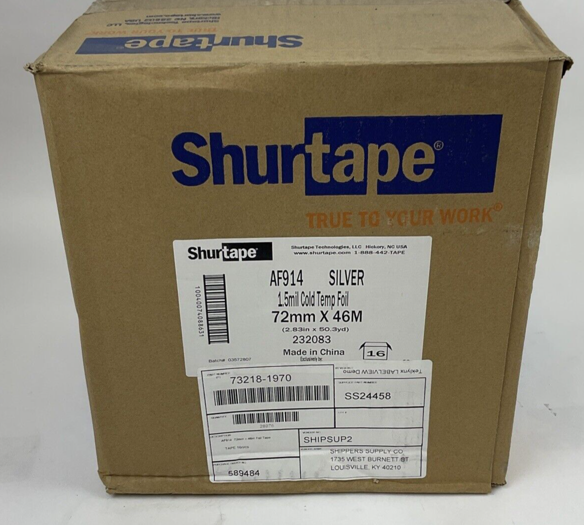 SHURTAPE AF914 SILVER 1.5 MIL COLD TEMP FOIL  72MM X 46M CASE OF 16