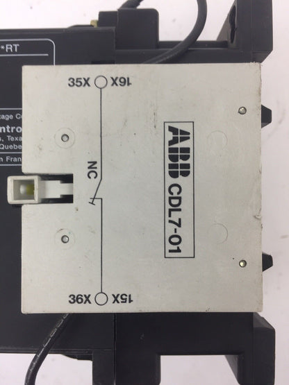 ABB BE50 CONTACTOR 600V 65A 3 POLE COIL 24VDC WITH CA L7 & CD L7 AUXILIARY CONTA