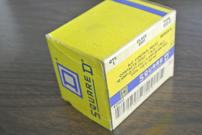 SQUARE D 8501 CO-3 A.C. CONTROL RELAY - DPST 10A @ 277VAC, 120V COIL NEW SURPLUS