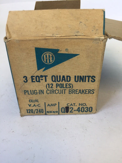 ITE QT2-4030 3 EQ-T QUAD UNITS PLUG-IN CIRCUIT BREAKER 120/240VAC 40/30-40/30A