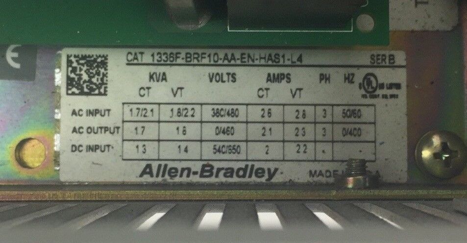 ALLEN BRADLEY 1336F-BRF10-AA-EN-HAS1-L4 AC DRIVE