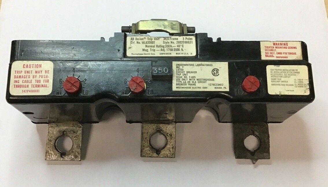 WESTINGHOUSE HLA3350T 3POLE TRIP UNIT 350A 2602D98G31