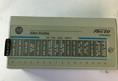 ALLEN BRADLEY FLEX I/O 1794-IB16 24 VDC SINK INPUT W/ 1794-TB3S TERMINAL BASE