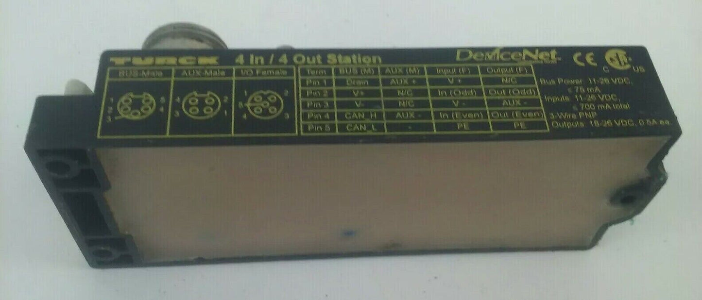 TURCK FDNQ-S0404G-MM BUS STOP DEVICENET 4 IN/OU STATION  FIRMWARE 4.002 11-26VDC