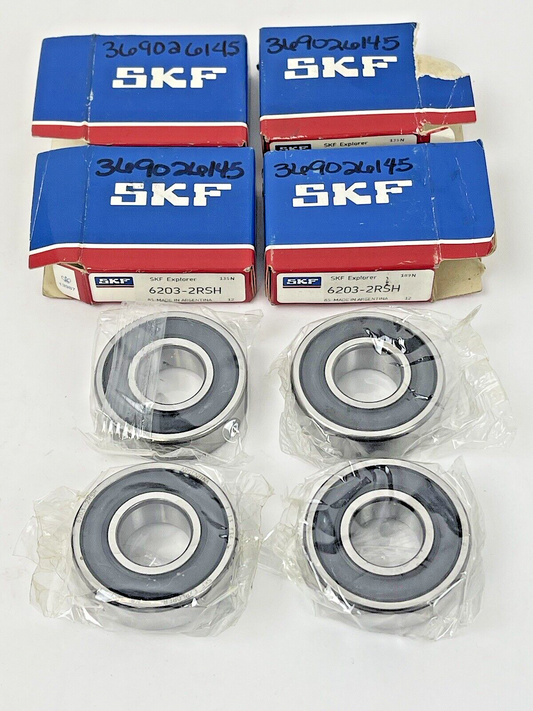 SKF 6203-2RSH - DEEP GROOVE BALL BEARING - 17x40x12 (mm) ***LOT OF 4***