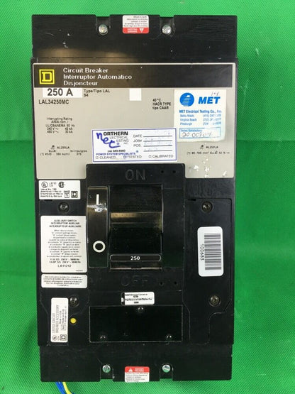 SQUARE D LAL34250MC S4 250AMP BREAKER 240/480V VOLT W/ AUX. SWITCH 3 POLE