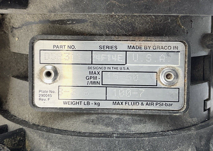 GRACO HUSKY 515 PUMP DOUBLE DIAPHRAGM AIR OPERATED D52311 SER.24F14E 15-60GPM