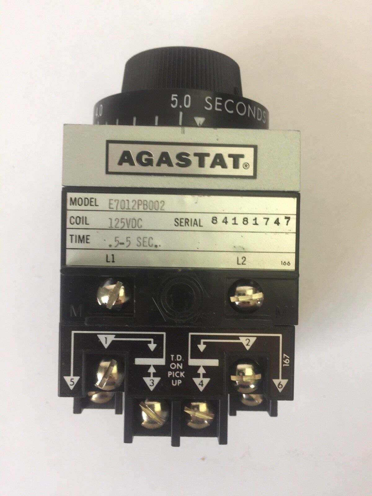 AGASTAT E7012PB002 TIME DELAY RELAY 125VDC 0.5-5 SECONDS