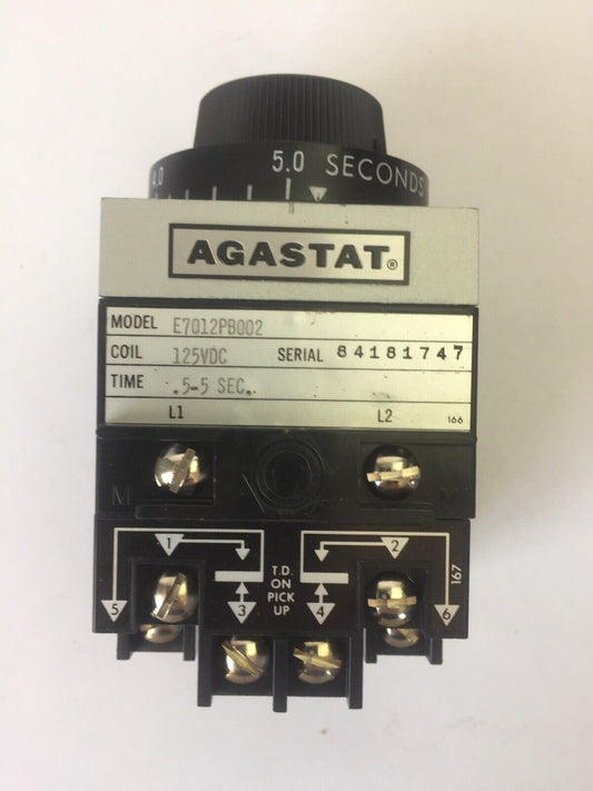 AGASTAT E7012PB002 TIME DELAY RELAY 125VDC 0.5-5 SECONDS