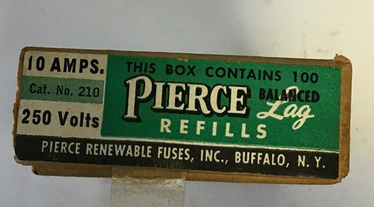 PIERCE 210 RENEWABLE FUSE LINKS 10A 250 VOLT REFILLS****LOTOF100***