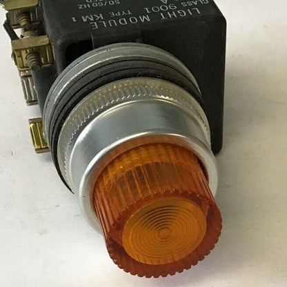 SQUARE D 9001KT-1 PILOT LIGHT PUSH TO TEST 120V 60HZ SER.B ORANGE CAP