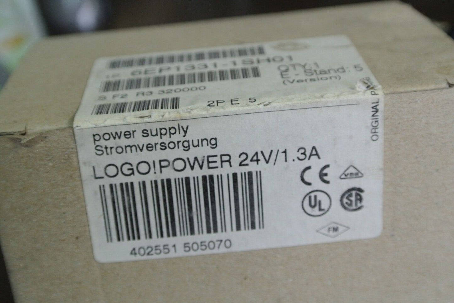 SIEMENS 6EP1331-1SH0  LOGO!POWER - POWER SUPPLY - 24V, 1.3A -  NEW SURPLUS