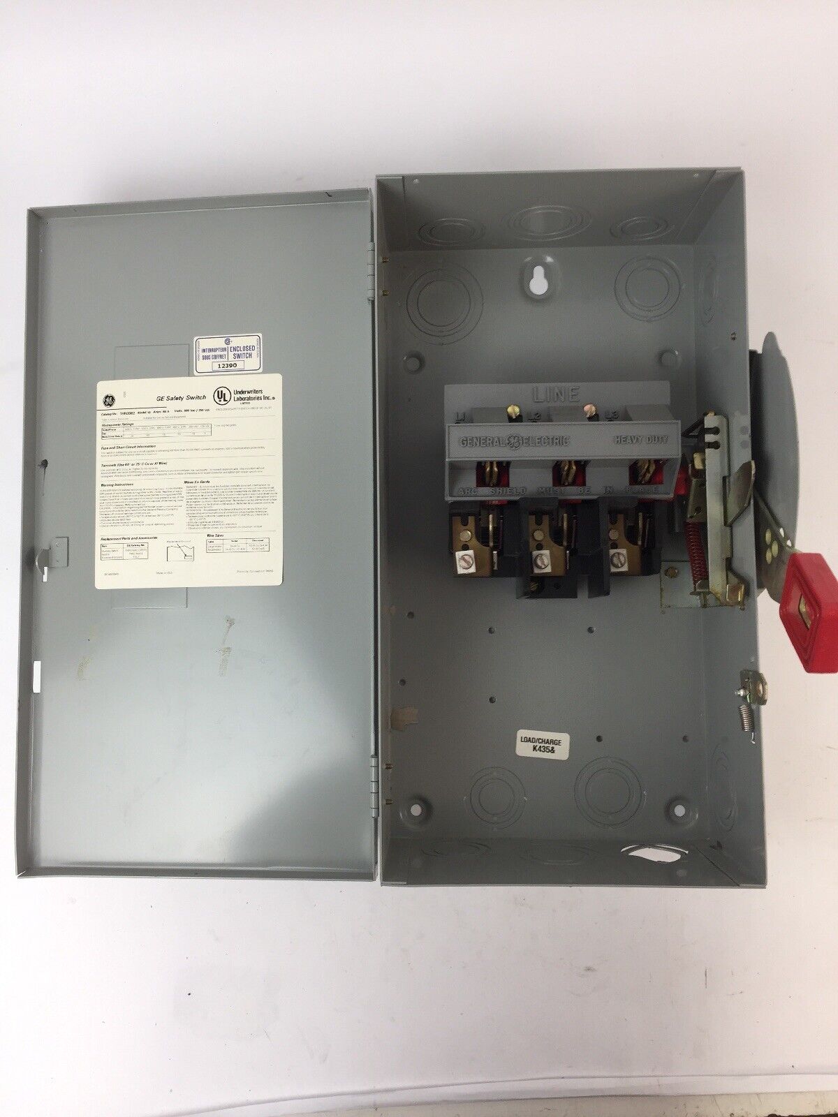 GE THN3362 SAFETY SWITCH 60AMP 600VAC 250VDC 3 PHASE 60 HP TYPE 1 INDOOR MOD 10
