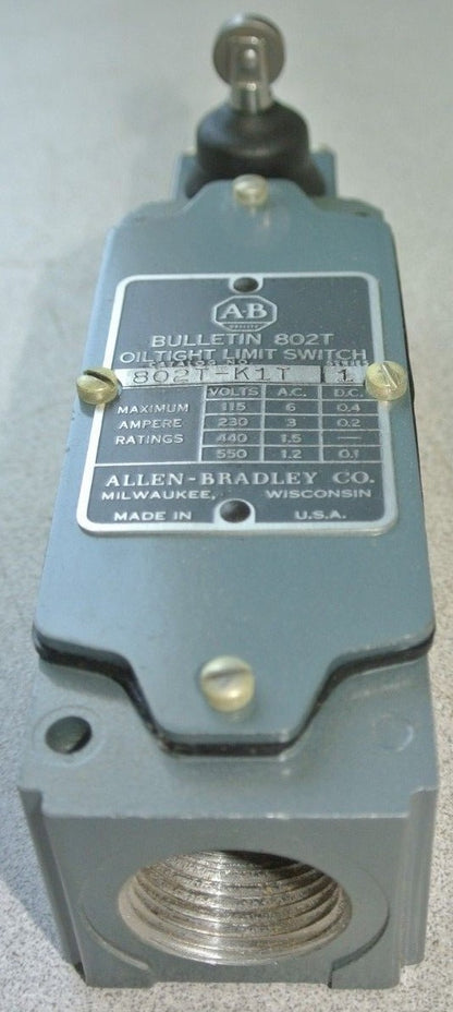 ALLEN-BRADLEY 802T-K1T OILTIGHT LIMIT SWITCH, SIDE PUSH ROLLER - NEW SURPLUS
