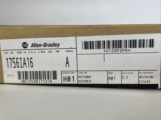 ALLEN BRADLEY 1756-IA16 INPUT MODULE CATALOG REV H01 REV A01 S/W F/W REV 3.2 SER