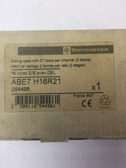 TELEMECANIQUE ABE7 H16R21 WIRING BASE W/2T. BLOCK PER CHANNEL (2 DECKS) 30VDC
