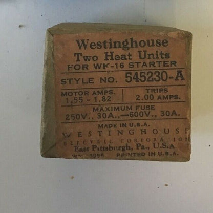 WESTINGHOUSE 545230-A HEAT UNITS 1.55-1.82 600V 30A ***LOTOF2***