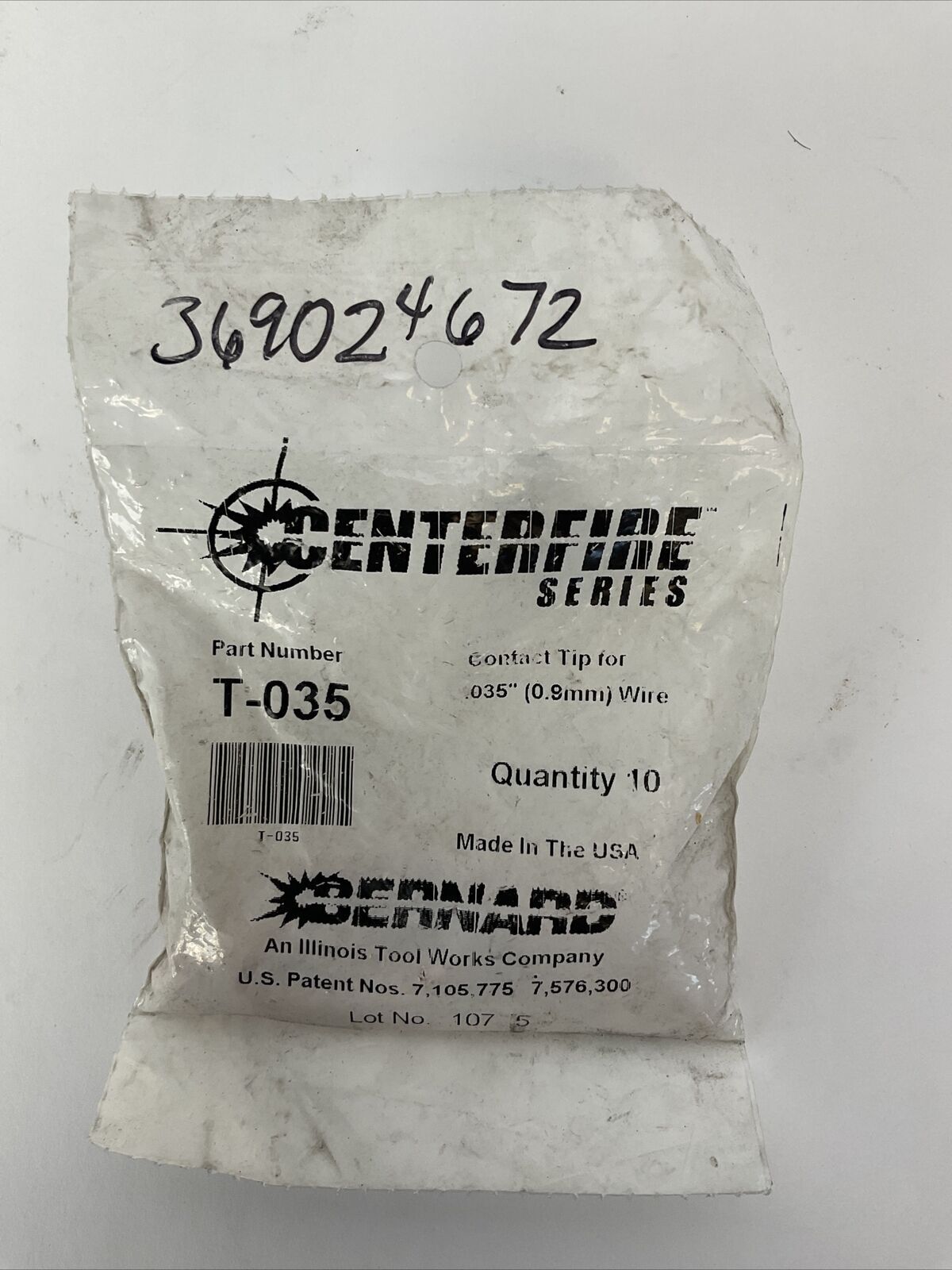 BERNARD T-035 CETERFIRE SERIES MIG CONTACT TIP FOR 0.35" 0.9MM WIRE (BAG OF 10)