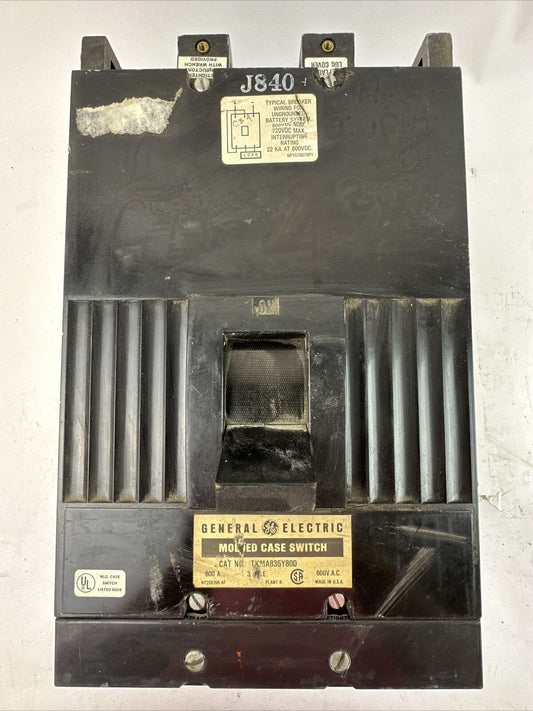 GE TKMA836Y800 CIRCUIT BREAKER 800AMP 600VAC 3POLE