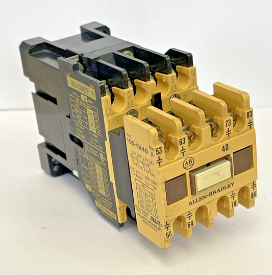 ALLEN BRADLEY - 100-A09ND3 B -CONTACTOR 9A, 600V, 120V COIL & 195-FA40 A -RELAY