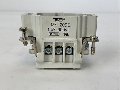 T&B MS 206B MALE INSERT 16A 600VAC