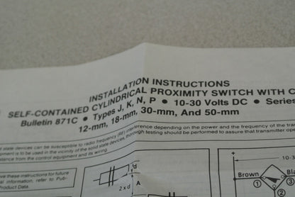 ALLEN-BRADLEY 871C-K8B18 CYLINDRICAL INDUCTIVE PROXIMITY SWITCH / 10-30VDC 18mm