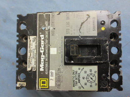 SQUARE D FAL3600712M Ser. 2 MAG-GARD CIRCUIT BREAKER - 7A 3-POLE 600VAC