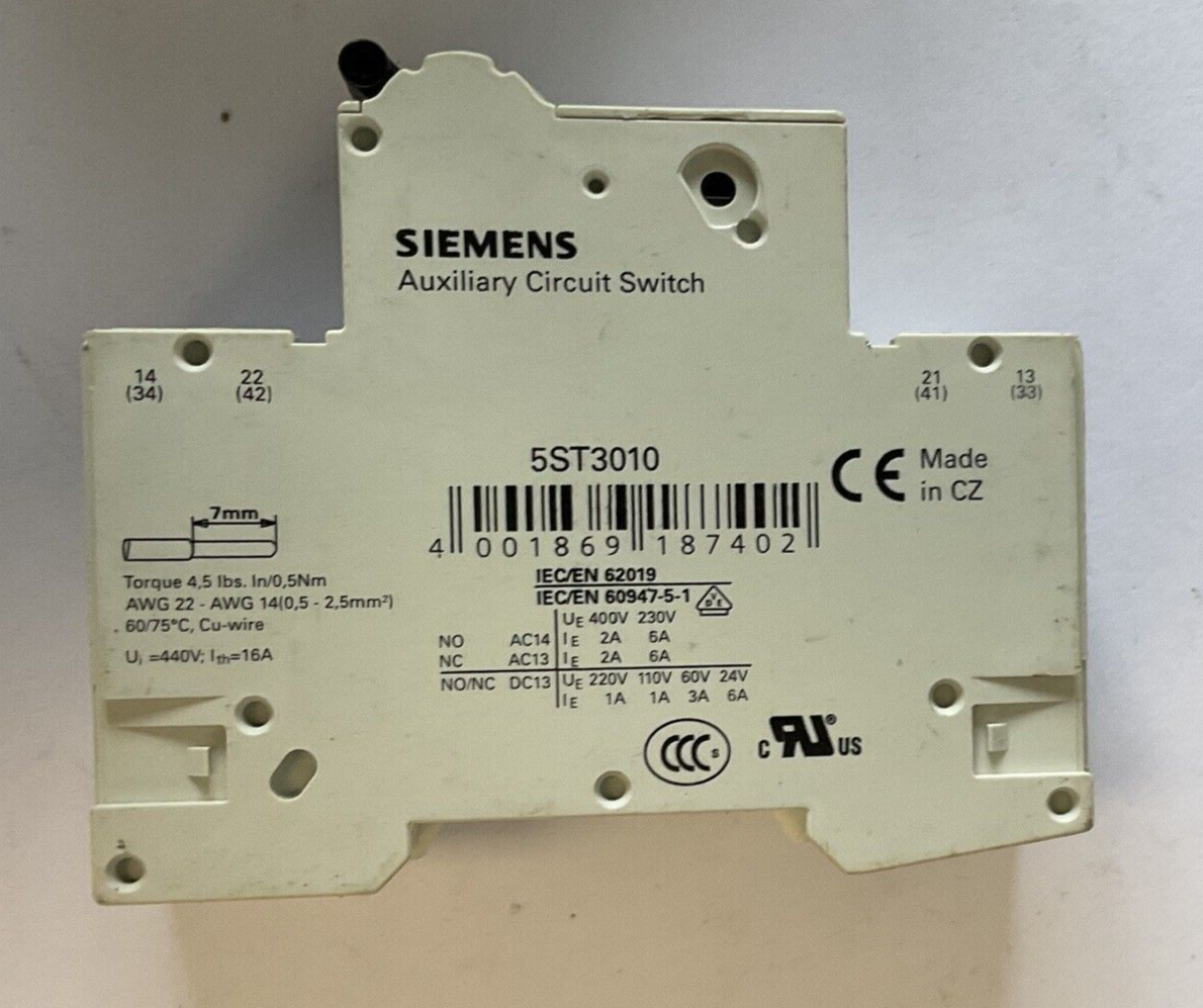 SIEMENS 5SY41 MCB C4 CIRCUIT BREAKER 230/400V W/5ST3010 CIRCUIT SWITCH *LOTOF2*