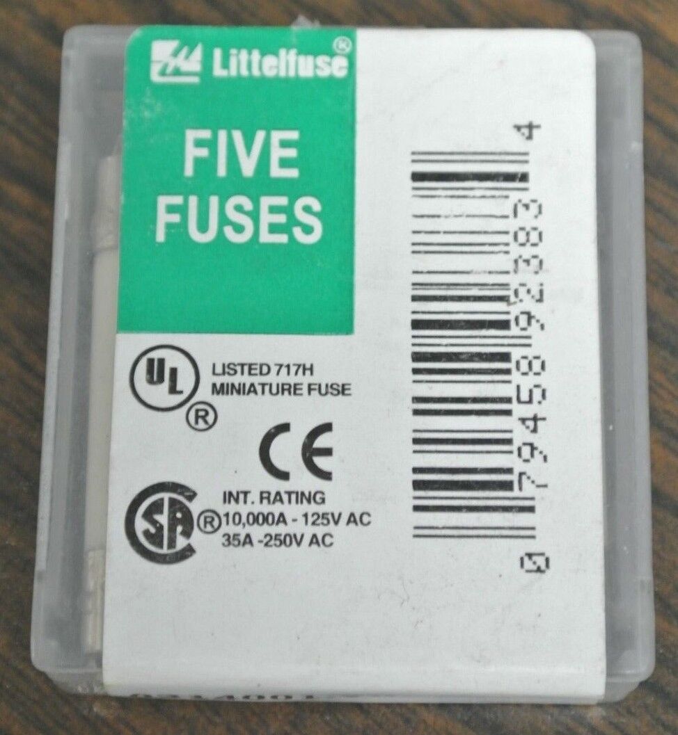 BOX of 5 / LITTELFUSE 0314001.VXP / MINIATURE FUSES / 35A @ 250VAC / NEW SURPLUS