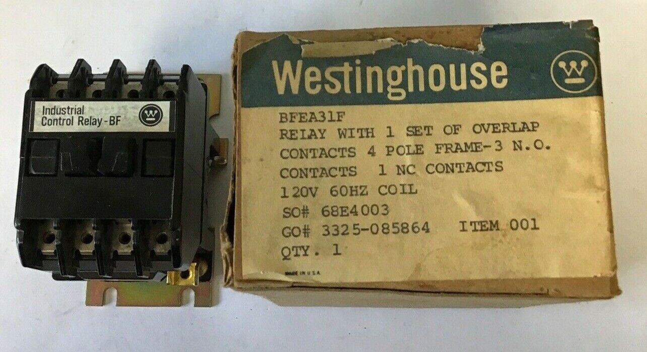 WESTINGHOUSE BFEA31F CONTROL RELAY 300V 10AMPS