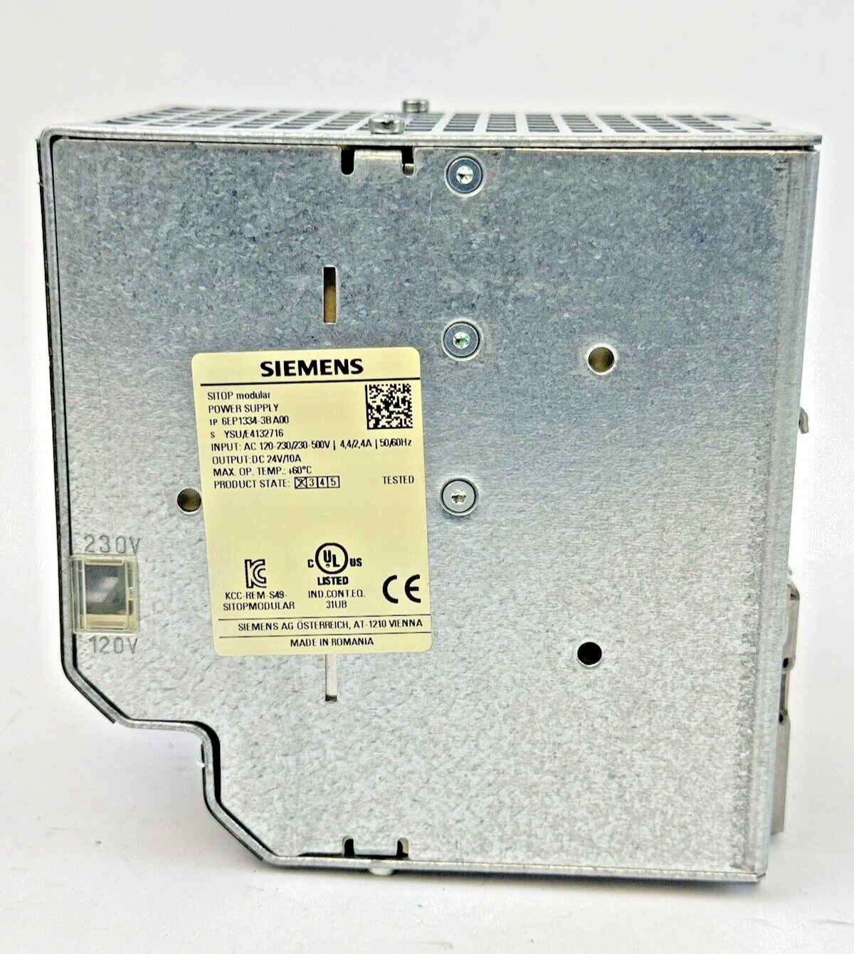 SIEMENS - 6EP1334-3BA00 - SITOP PSU200M POWER SUPPLY - 10A, 24 VDC, 50/60 Hz