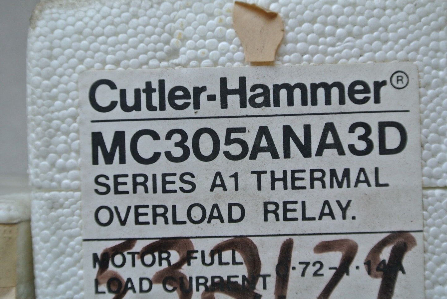 CUTLER-HAMMER MC305ANA3D - SERIES A1 THERMAL OVERLOAD RELAY -  NEW SURPLUS