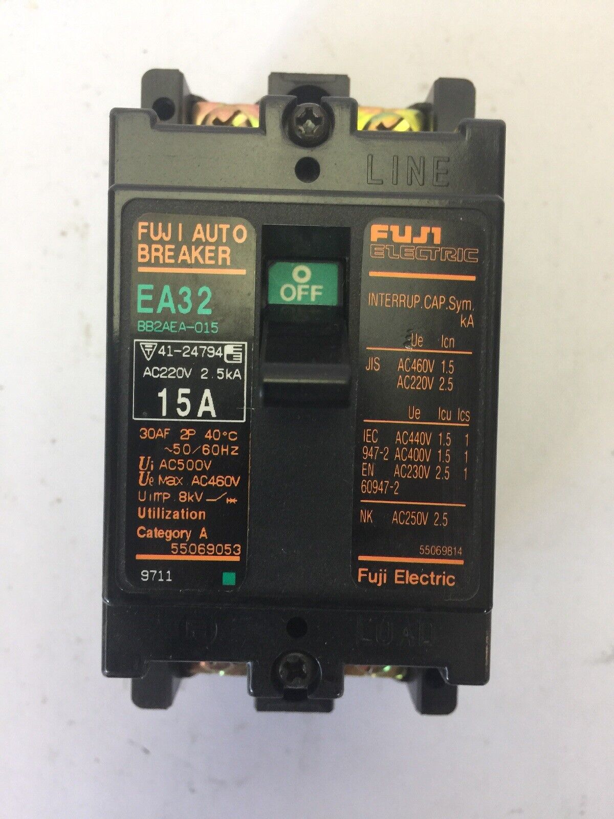 FUJI EA32 BB2AEA-015 AUTO BREAKER 15A 460VAC 2 POLE