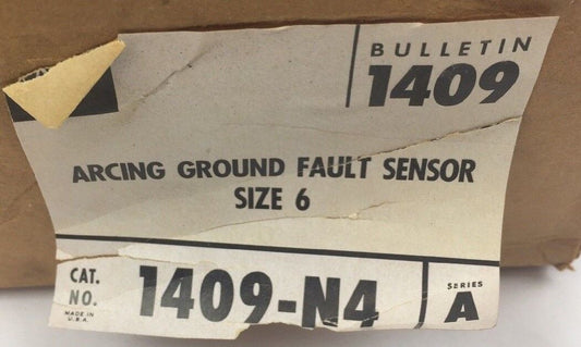 ALLEN BRADLEY 1409-N4 ARCING GROUND FAULT SENSOR SIZE 6 SERIES A