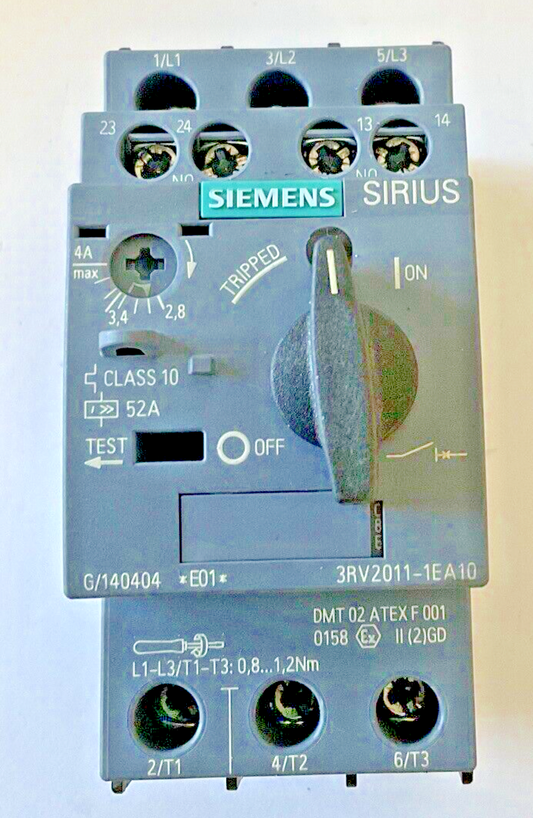 SIEMENS 3RV2011-1EA10 CONTACTOR 52A CLASS 10 50/60HZ