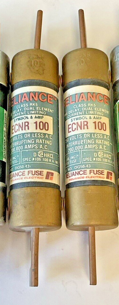 BUSSMANN/RELIANCE NON100, ECNR100, FRN100 FUSES 100A 250VAC ***LOTOF6***