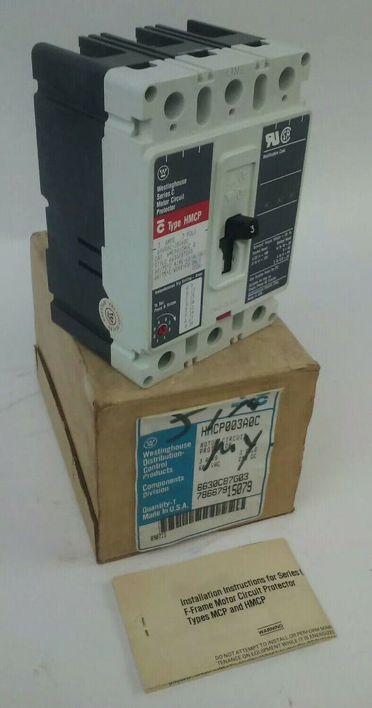 WESTINGHOUSE HMCP003A0C B SER.C MOTOR CIRCUIT PROTECTOR TRIP UNIT 3A 3P 600V