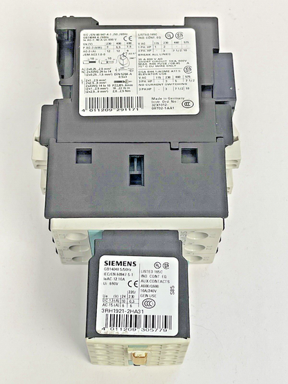 SIEMENS - 3RT1024-3B..0 & 3RH1921-2HA31 & 3RT1926-1BB00 W/ 24VDC COIL